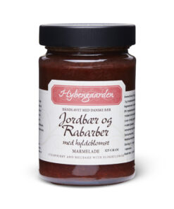 JORDBÆR/RABABER MED HYLDEBLOMST MARMELADE
